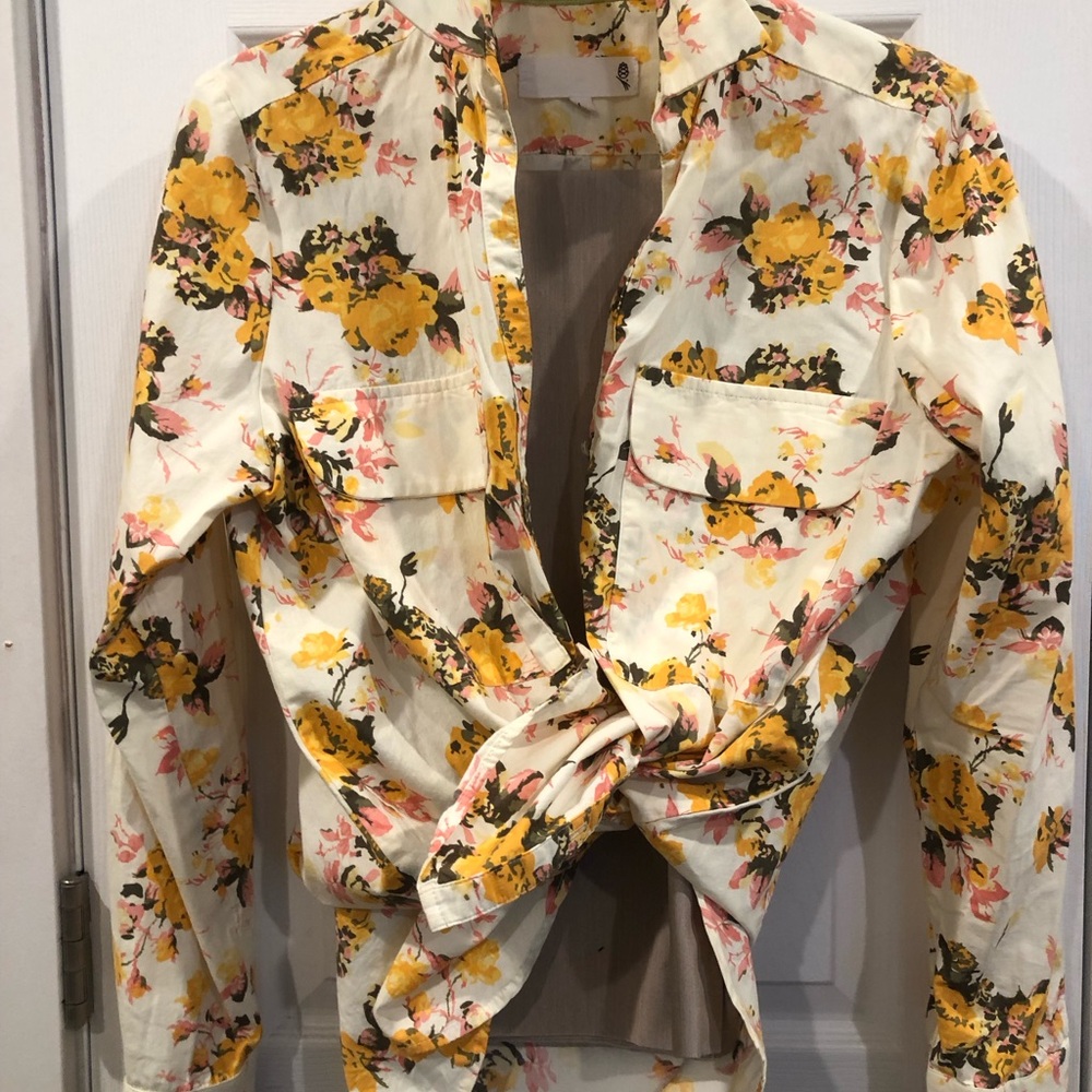 Floral Button Down Blouse and Dress Pants